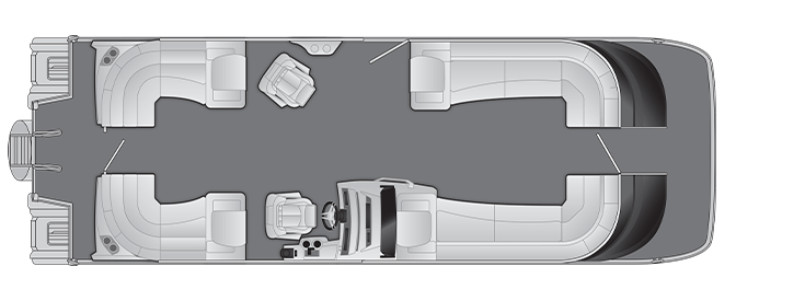 Overhead view of the layout on a Bennington 30 QX Fastback - Quad Bench (30 QXFBX2).