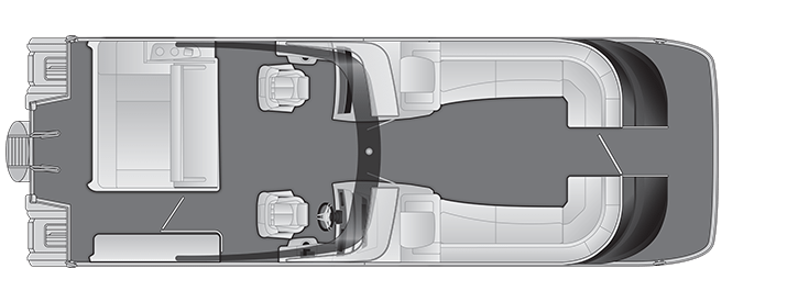 Overhead view of the layout on a Bennington 30 QX Swingback with Windshield & Arch (30 QXSBWAX2).
