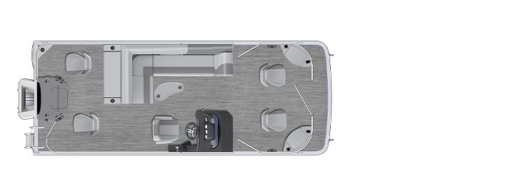Overhead view of the layout on a Bennington 23 S Fish (23 SF).