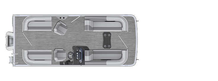 Overhead view of the layout on a Bennington 21 S Stern Radius - Quad Bench (21 SSR).