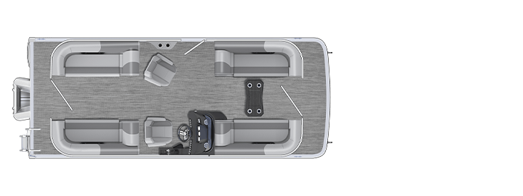 Overhead view of the layout on a Bennington 22 S Stern Radius - Quad Bench (22 SSR).