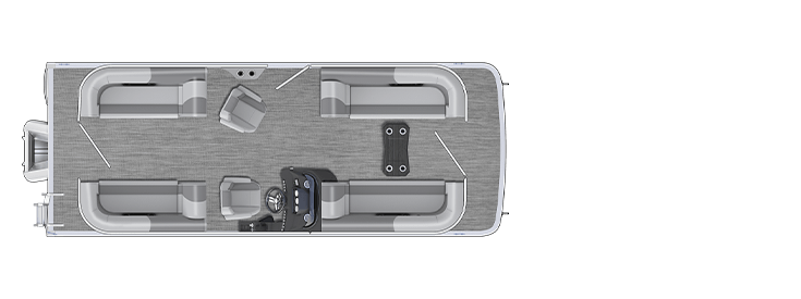 Overhead view of the layout on a Bennington 23 S Stern Radius - Quad Bench (23 SSR).