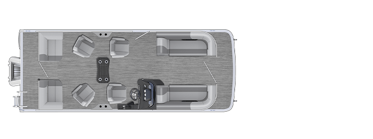 Overhead view of the layout on a Bennington 21 S Stern Radius - Quad Bench (21 SSR).