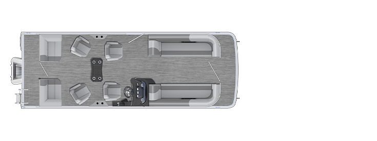 Overhead view of the layout on a Bennington 25 S Stern Radius - Quad Bench (25 SSR).