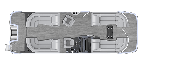 Overhead view of the layout on a Bennington 23 R Fastback - Quad Bench (23 RFB).