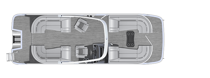 Overhead view of the layout on a Bennington 23 R Fastback - Quad Bench (23 RFB).