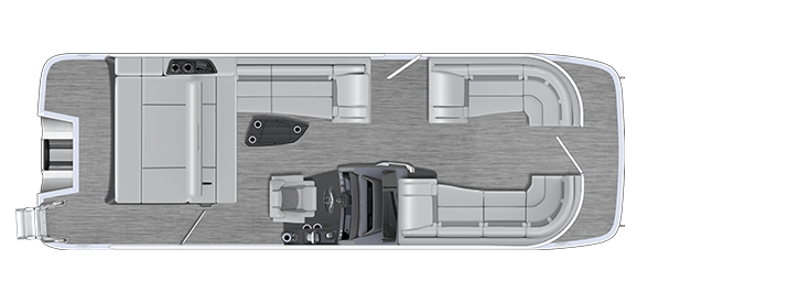 Overhead view of the layout on a Bennington 23 R Fastback - Quad Bench (23 RFB).