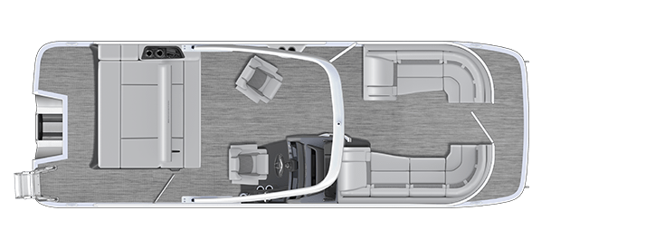Overhead view of the layout on a Bennington 23 R Fastback - Quad Bench (23 RFB).