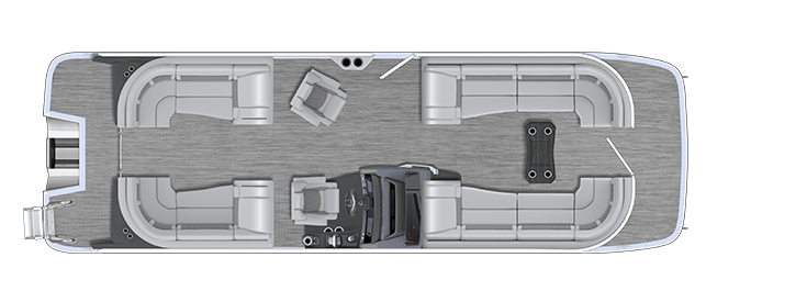 Overhead view of the layout on a Bennington 23 R Fastback - Quad Bench (23 RFB).
