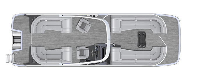 Overhead view of the layout on a Bennington 23 R Fastback - Quad Bench (23 RFB).