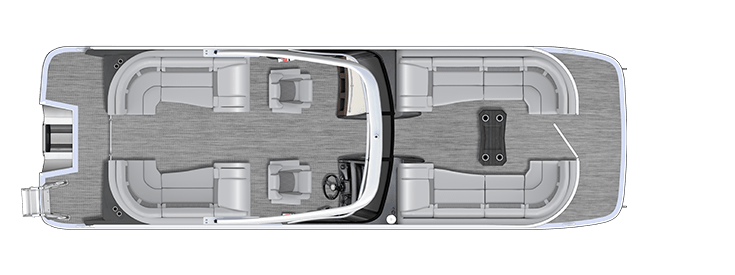 Overhead view of the layout on a Bennington 23 R Fastback - Quad Bench (23 RFB).