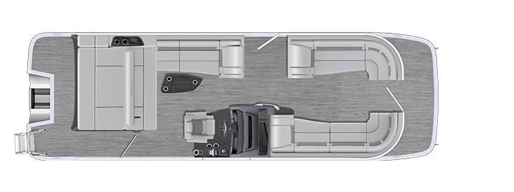 Overhead view of the layout on a Bennington 23 R Fastback - Quad Bench (23 RFB).