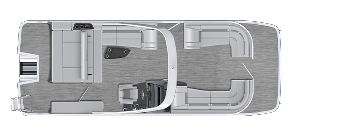 Overhead view of the layout on a Bennington 23 R Fastback - Quad Bench (23 RFB).