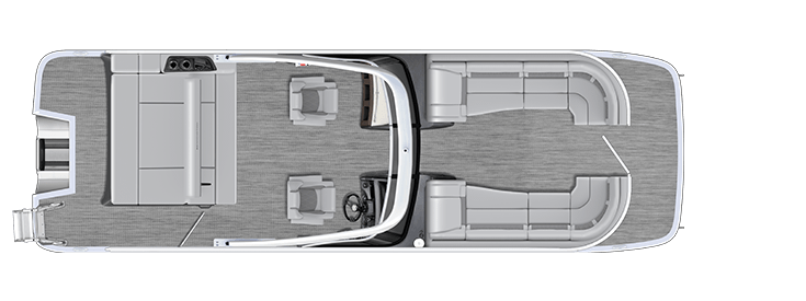 Overhead view of the layout on a Bennington 23 R Fastback - Quad Bench (23 RFB).