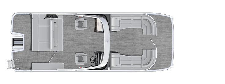 Overhead view of the layout on a Bennington 23 R Fastback - Quad Bench (23 RFB).
