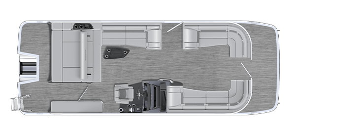 Overhead view of the layout on a Bennington 23 R Fastback - Quad Bench (23 RFB).