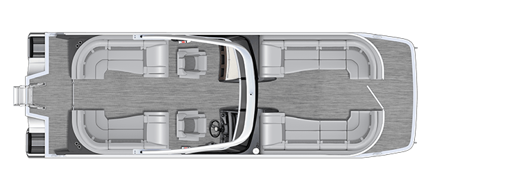 Overhead view of the layout on a Bennington 23 R Fastback - Quad Bench (23 RFB).