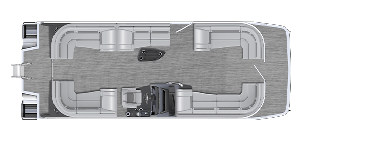 Overhead view of the layout on a Bennington 23 R Fastback - Quad Bench (23 RFB).