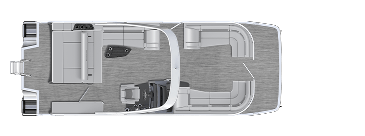 Overhead view of the layout on a Bennington 23 R Fastback - Quad Bench (23 RFB).