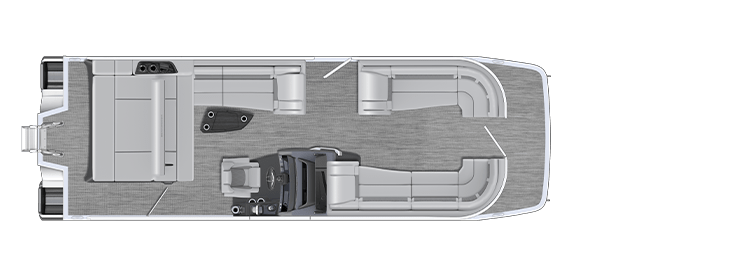 Overhead view of the layout on a Bennington 23 R Fastback - Quad Bench (23 RFB).