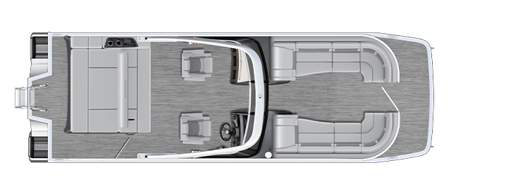 Overhead view of the layout on a Bennington 23 R Fastback - Quad Bench (23 RFB).