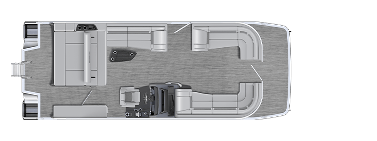 Overhead view of the layout on a Bennington 23 R Fastback - Quad Bench (23 RFB).
