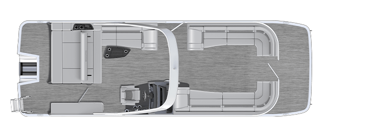 Overhead view of the layout on a Bennington 23 R Fastback - Quad Bench (23 RFB).