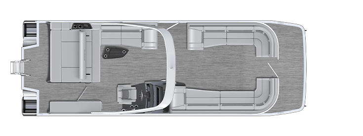 Overhead view of the layout on a Bennington 23 R Fastback - Quad Bench (23 RFB).