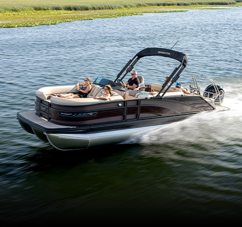 Powershade Bimini on a Bennington pontoon boat.