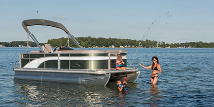 Pontoon boat on the sea