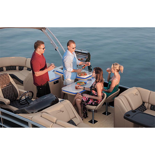 Amazon Com Cuisinart Grill Modified For Pontoon Boat With Arnall S Stainless Grill Bracket For Standard Railing With Open Fencing Set Red Sports Outdoors