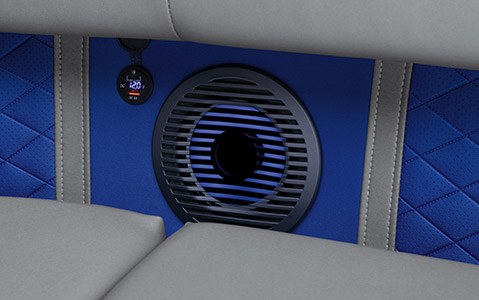Close-up of a Bennington Boat integrated speaker.