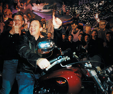 Image of the debut of Victory Motorcycles in Planet Hollywood