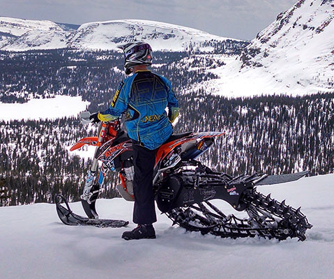 Image of a Snow Bike Timbersled on the Snow