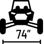 Up to 74-inch wide stance.