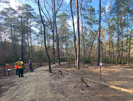 Team working on trail improvements at Sam Houston National Forest.