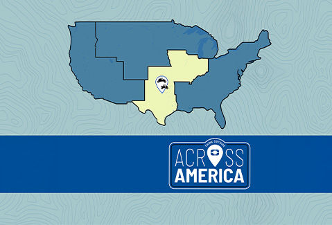 Graphic map of the East Coast for the new National Great Outdoors Month riding routes.