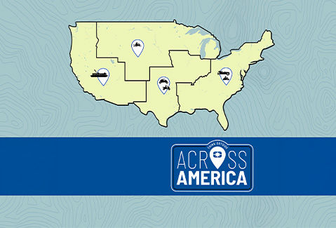 Graphic map of U.S.A for the new National Great Outdoors Month riding routes.