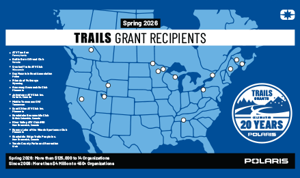Polaris Spring 2026 TRAILS GRANTS Recipients Map.