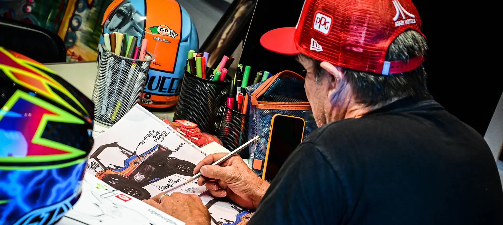 Troy Lee designing the Polaris General XP 1000 Troy Lee Designs Edition side by side