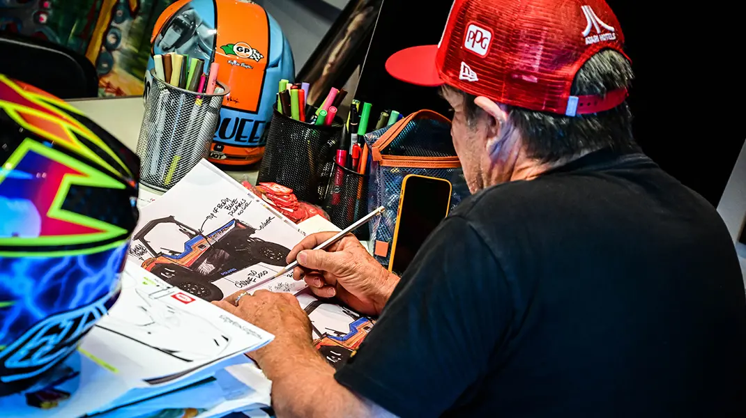 Troy Lee designing the Polaris General XP 1000 Troy Lee Designs Edition side by side