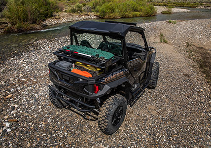 Polaris GENERAL XP 4 1000 with a Rhino-Rack traction board mount installed
