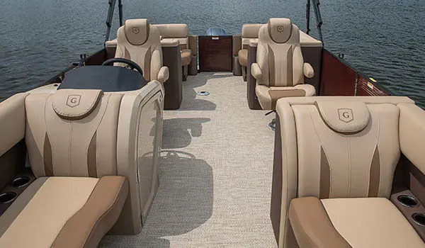 split bench seats and co-captain's chairs on a godfrey monaco split bench pontoon
