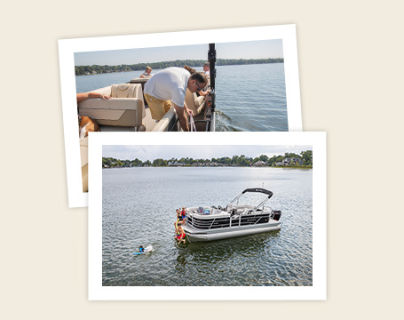 families enjoying the lake with their Godfrey Pontoon