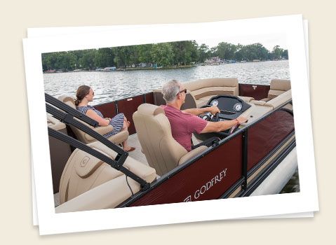 upgraded console on a godfrey monaco split bench pontoon