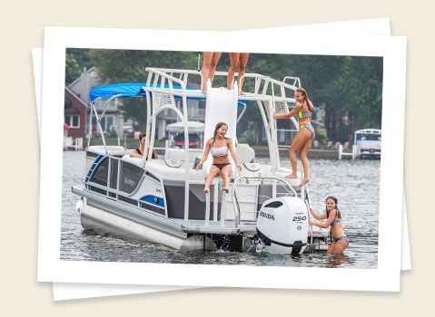 kids enjoying a godfrey monaco sundeck pontoon