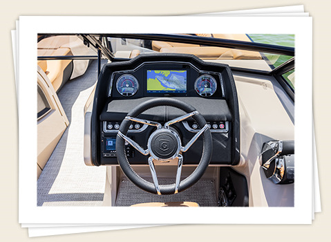 console and dashboard on a godfrey pontoon