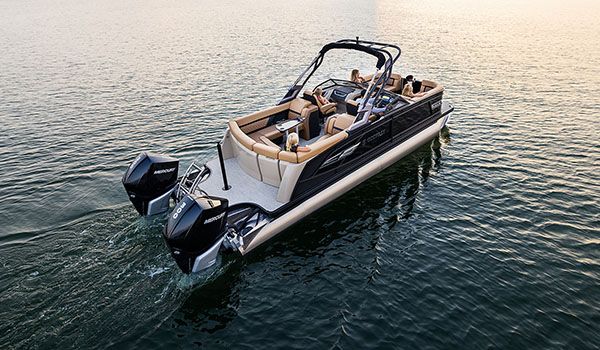 godfrey aquapatio twin pontoon on a lake
