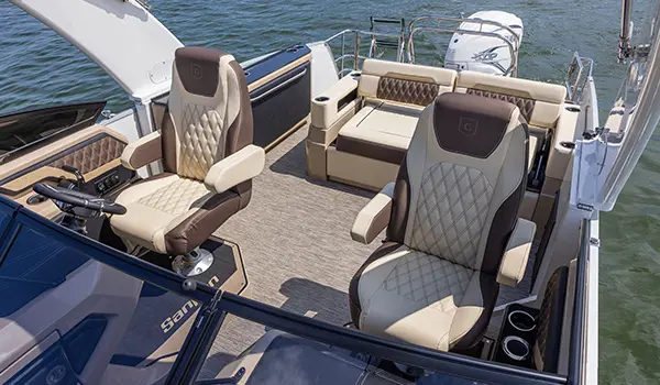 co-captain's chairs on a godfrey sanpan lounge pontoon