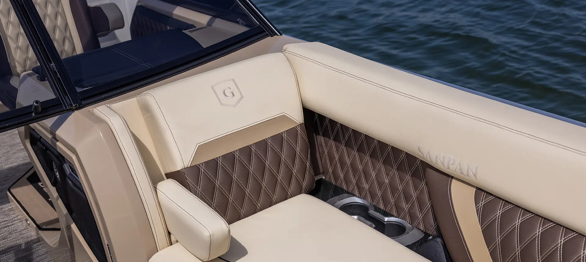 premium split bench seating on a godfrey sanpan twin tritoon